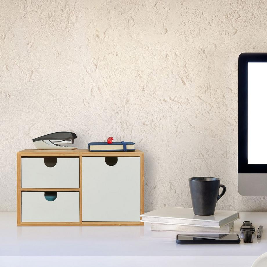 B2X Cassettiera in bambù e MDF a 3 scomparti  