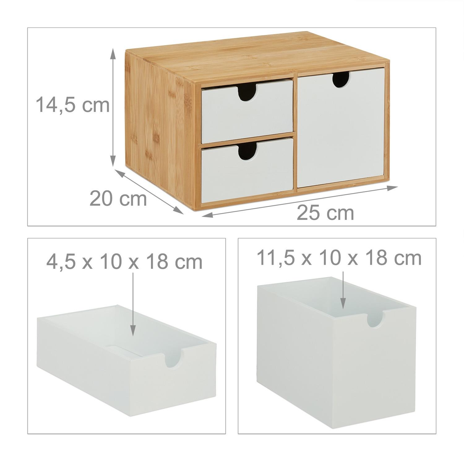 B2X Cassettiera in bambù e MDF a 3 scomparti  