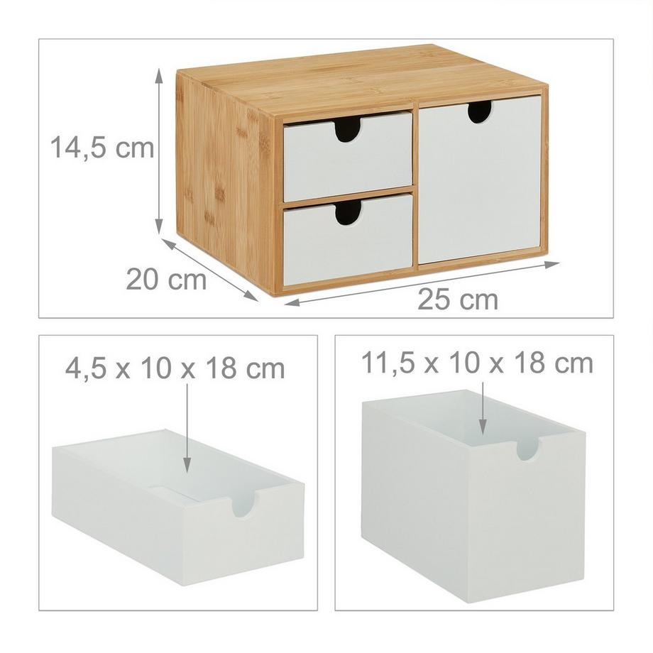 B2X Cassettiera in bambù e MDF a 3 scomparti  