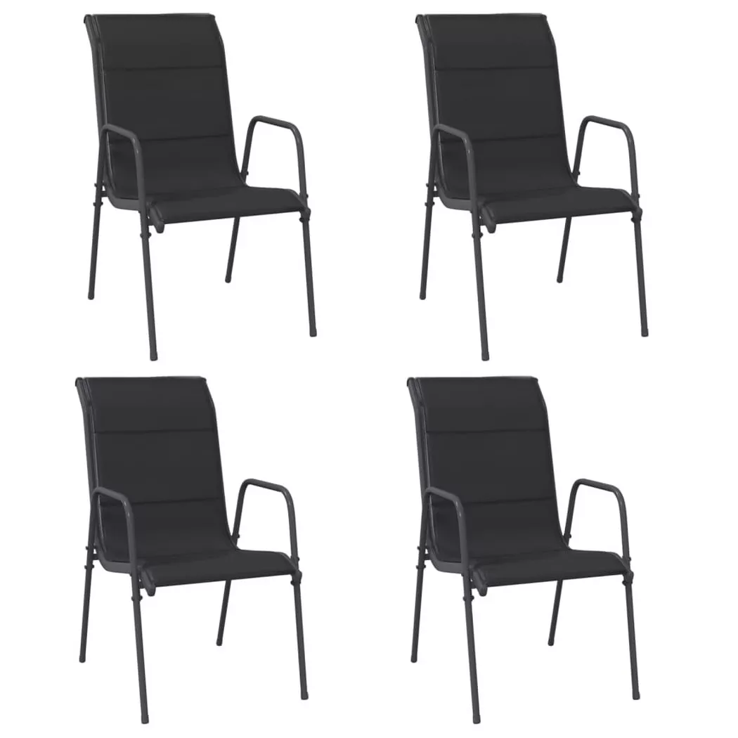 VidaXL - Gartenstuhl stahl, One Size, Schwarz