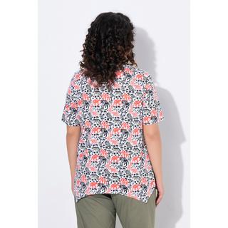 Ulla Popken T-shirt Stampa Animalier Linea Ad A Scollo A V Mezza Manica  