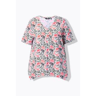 Ulla Popken T-shirt Stampa Animalier Linea Ad A Scollo A V Mezza Manica  