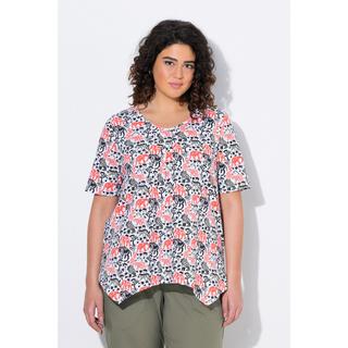 Ulla Popken T-shirt Stampa Animalier Linea Ad A Scollo A V Mezza Manica  