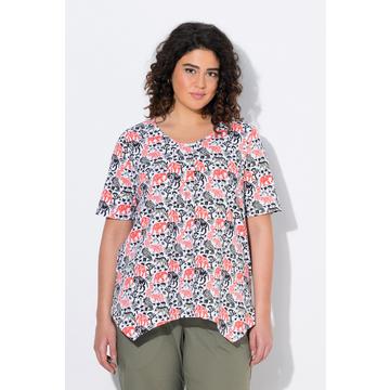 T-shirt dal taglio svasato con animali, orlo a punte, scollo a V e mezze maniche