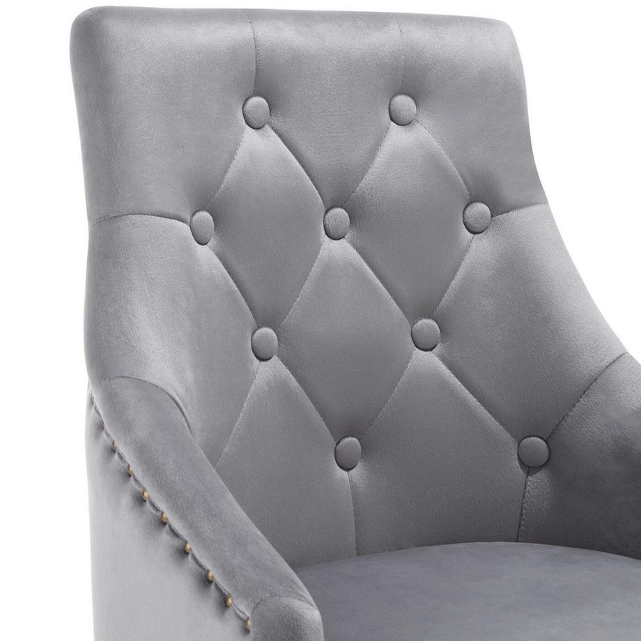 Tectake Chaise de salle à manger EVERDEEN en velours avec des boutons décoratifs  
