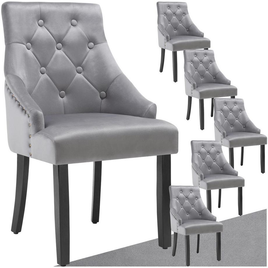 Sedia per sala da pranzo Everdeen Imbottita, effetto velluto, con bottoni decorativi laterali