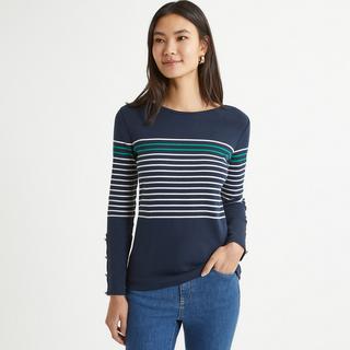 La Redoute Collections  Gestreiftes Rundhals-Shirt mit langen Ärmeln 