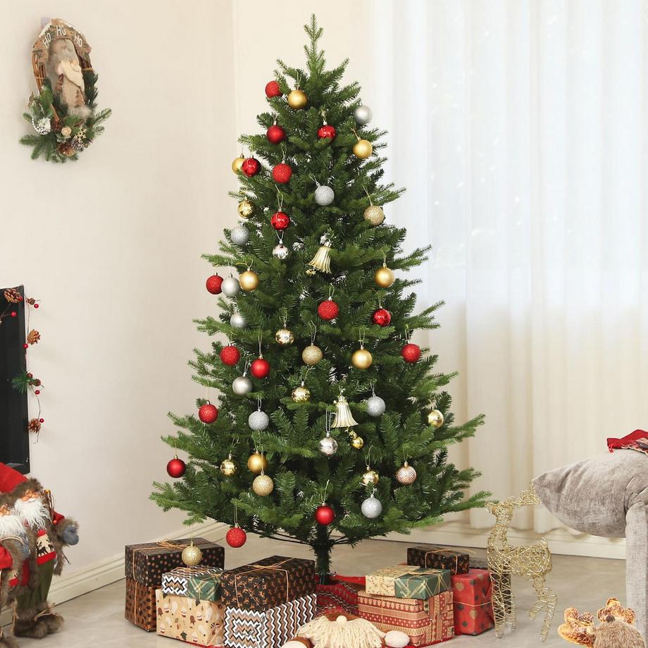 Northio Albero di Natale artificiale, albero di Natale da 180 cm con 818 punte, sistema di piegatura a montaggio rapido, supporto in acciaio, per decorazione natalizia, interno, verde  