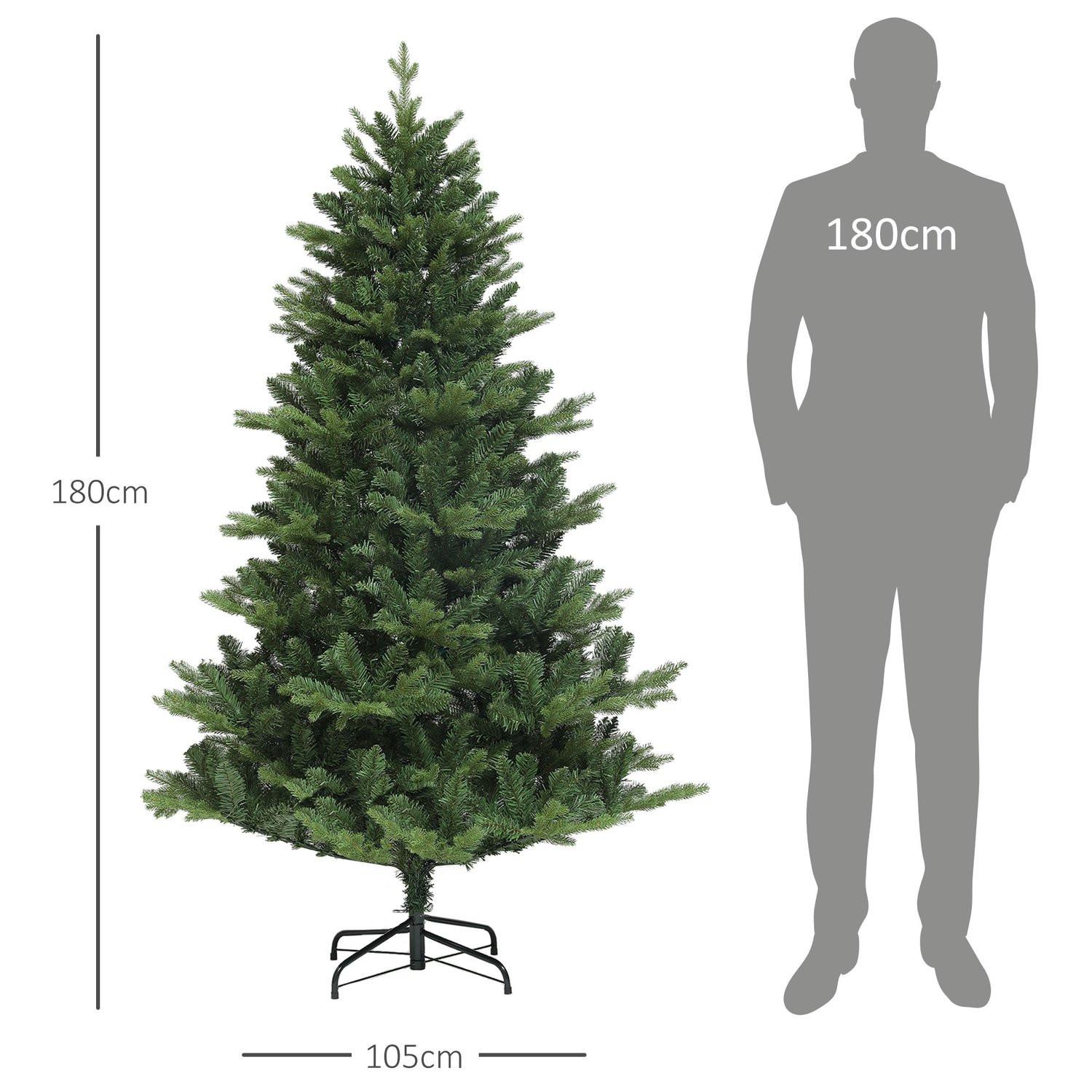 Northio Künstlicher Weihnachtsbaum, 180 cm Christbaum mit 818 Spitzen, Schnellaufbau Klappsystem, Stahlständer, für Weihnachten Deko, Indoor, Grün  