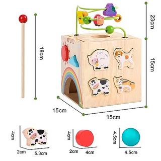 Activity-board  Motorischer Fähigkeitswürfel hölzerner Aktivitätswürfel / Holzspielzeug pädagogisches Spielzeug für Kleinkinder 