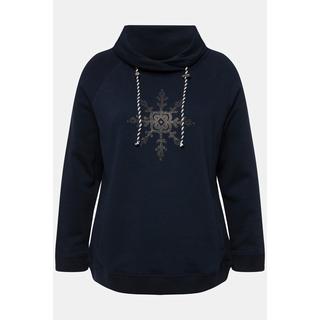 Ulla Popken  Sweat-shirt à col montant et manches longues, poches, flocon de neige 