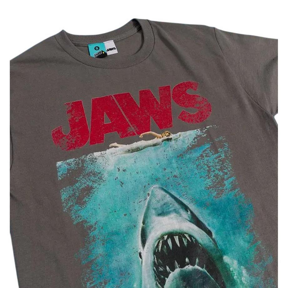 Jaws T-Shirt Effet Usé avec Imprimé Affiche de Film  