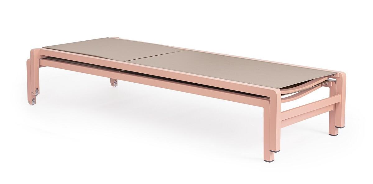 mutoni Chaise longue à roulettes Konnor Rose empilable  