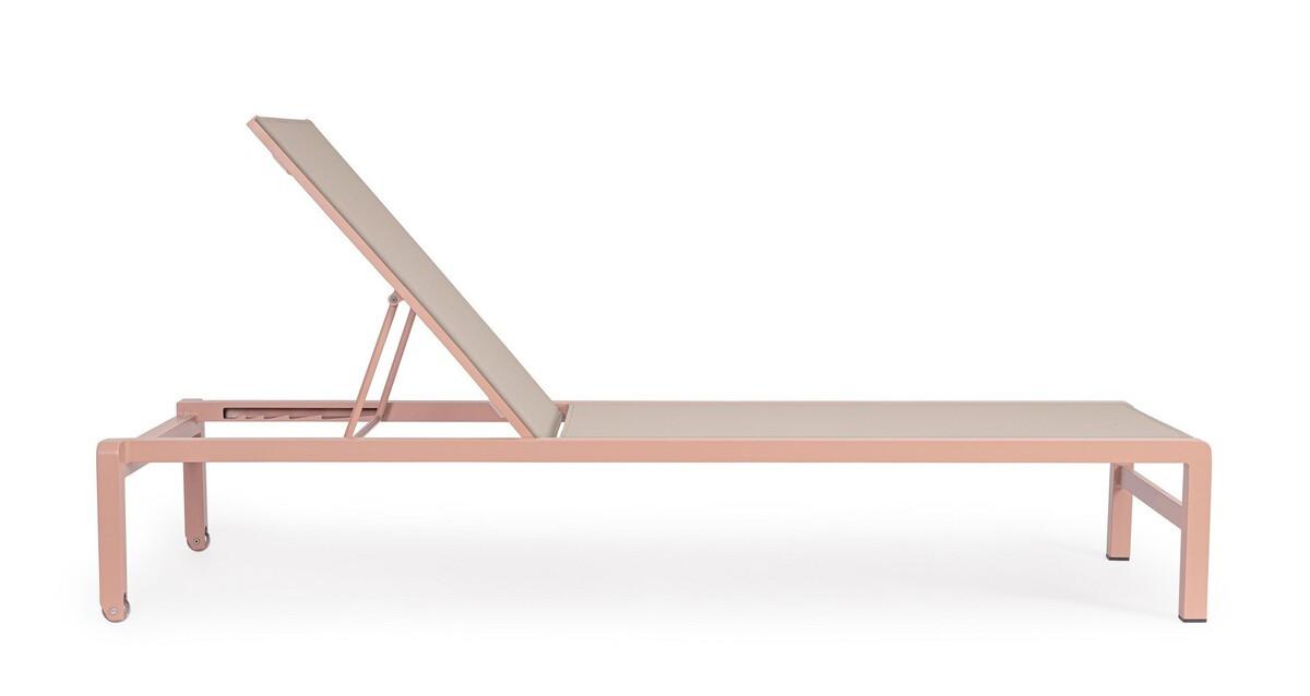 mutoni Chaise longue à roulettes Konnor Rose empilable  