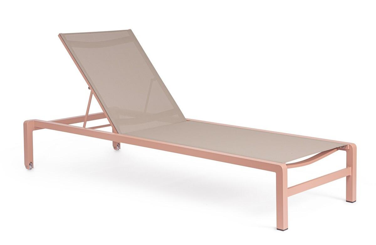 mutoni Chaise longue à roulettes Konnor Rose empilable  