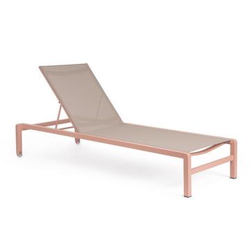 Chaise longue à roulettes Konnor Rose empilable