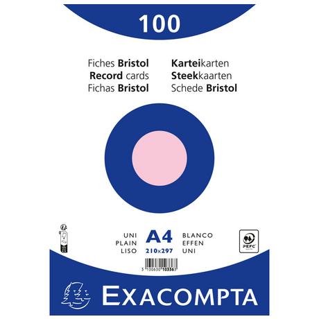 Exacompta Confezione 100 cartoncini bristol bianco a righe non perforati 210x297mm - x 10  