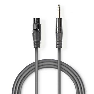 Nedis  Symmetrisches Audiokabel | XLR 3-polige Buchse | 6,35 mm Stecker | Vernickelt | 1,50 m | Rund | PVC | Dunkelgrau | Papphülle 