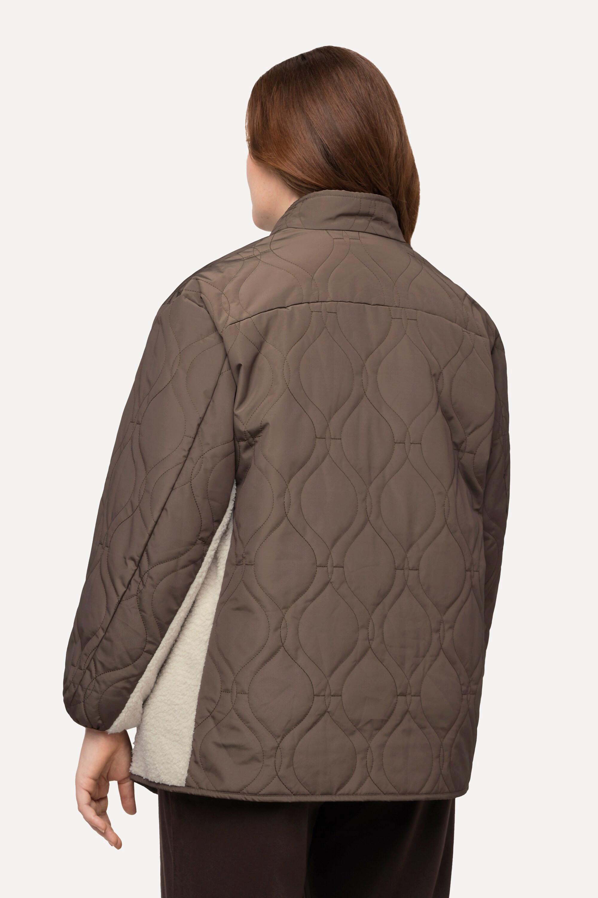 Ulla Popken Wendejacke Stepp Teddyfleece Stehkragen Recycelt  