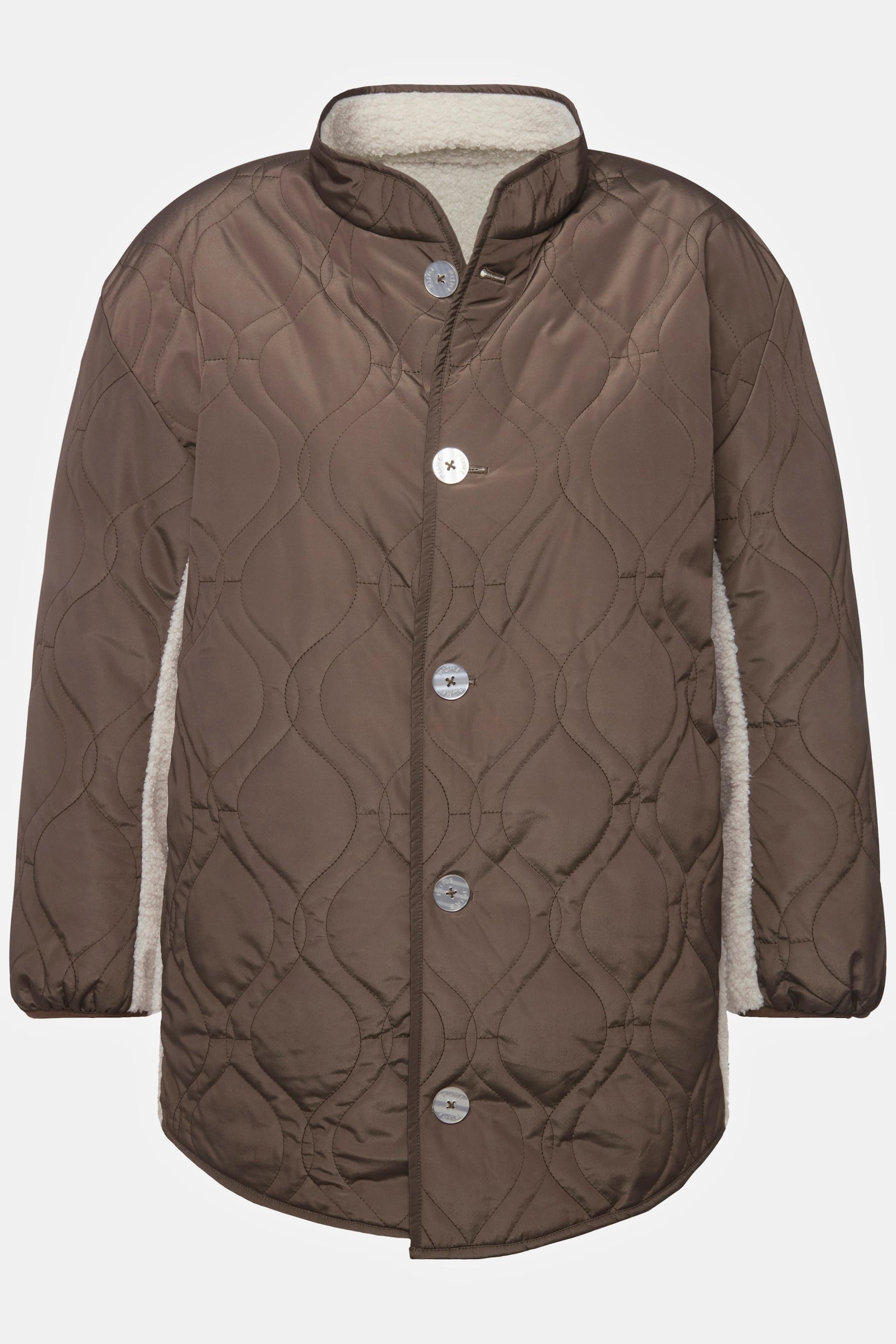 Ulla Popken Wendejacke Stepp Teddyfleece Stehkragen Recycelt  