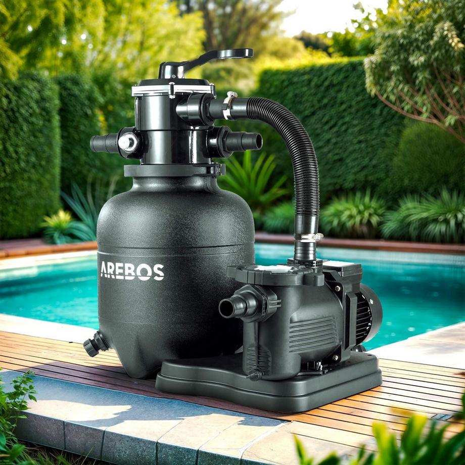 Arebos  Sandfilteranlage mit Pumpe Filteranlage Filterkessel Schwimmbadpumpe 350W 