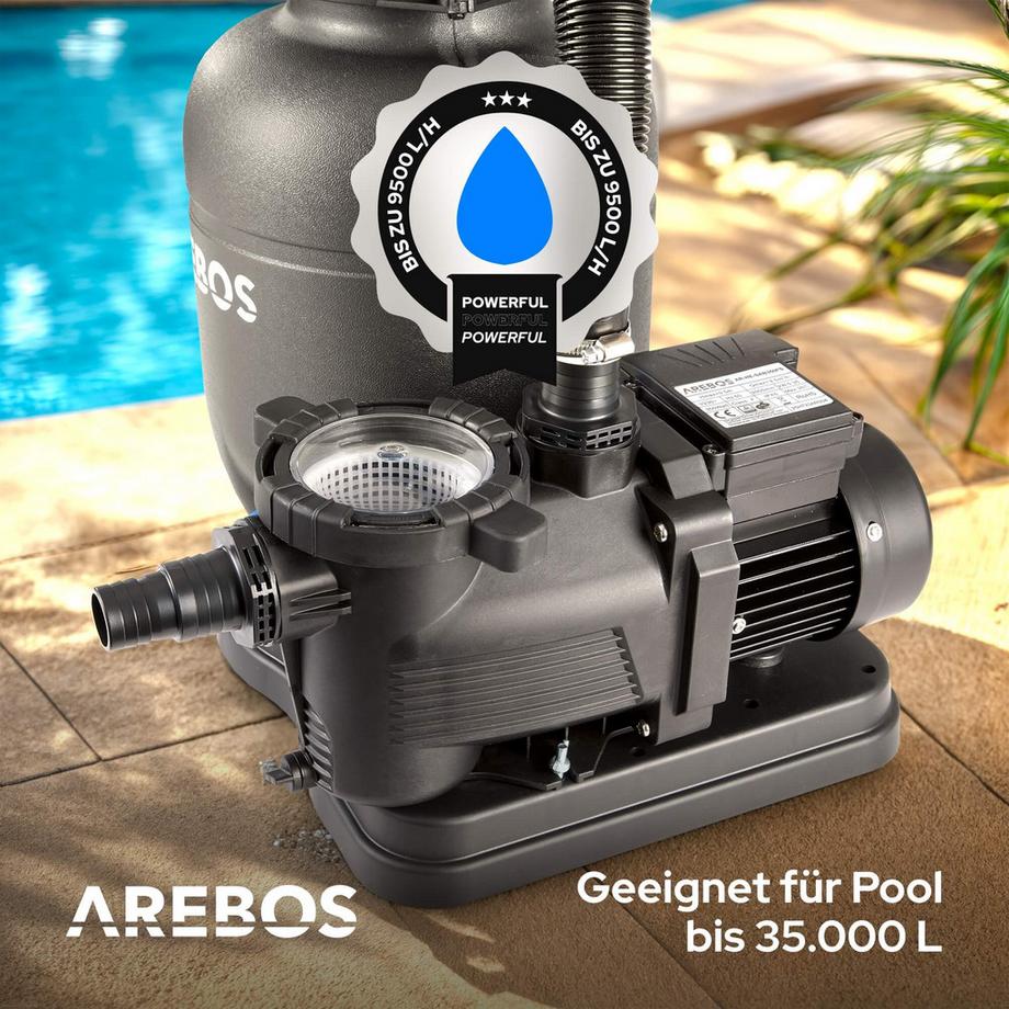 Arebos  Sandfilteranlage mit Pumpe Filteranlage Filterkessel Schwimmbadpumpe 350W 