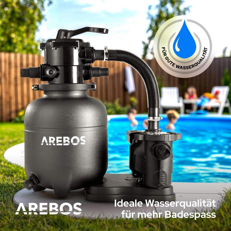 Arebos  Sandfilteranlage mit Pumpe Filteranlage Filterkessel Schwimmbadpumpe 350W 