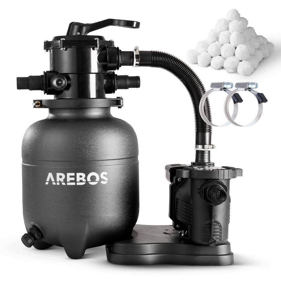 Arebos  Sandfilteranlage mit Pumpe Filteranlage Filterkessel Schwimmbadpumpe 350W 