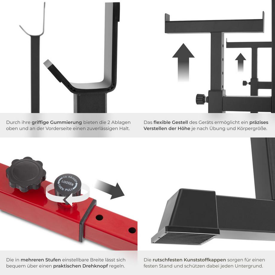 Tectake  Squat Rack Creed multifunktional mit oberer und seitlicher, breiter Ablage 
