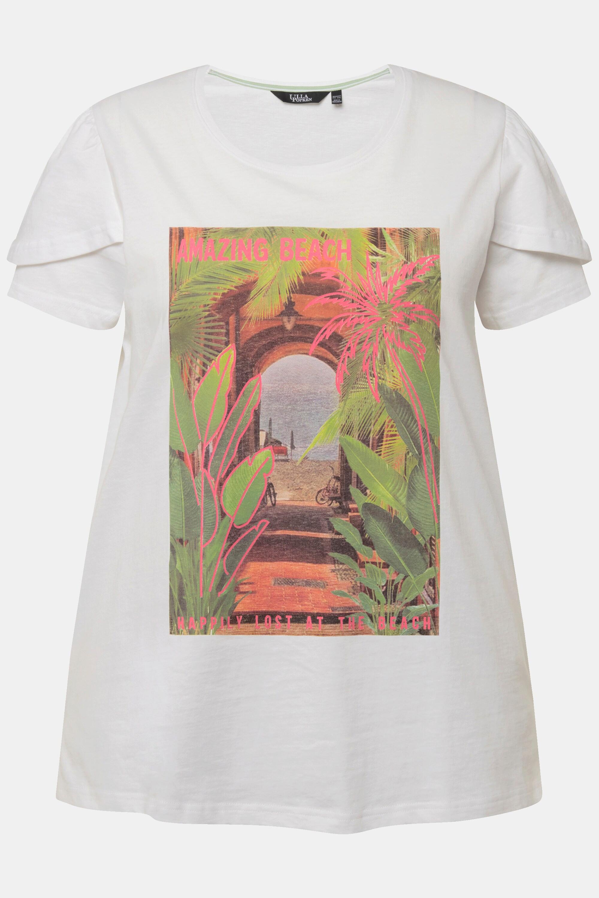 Ulla Popken T-Shirt Imprimé Ligne A Col Rond Manches Courtes  