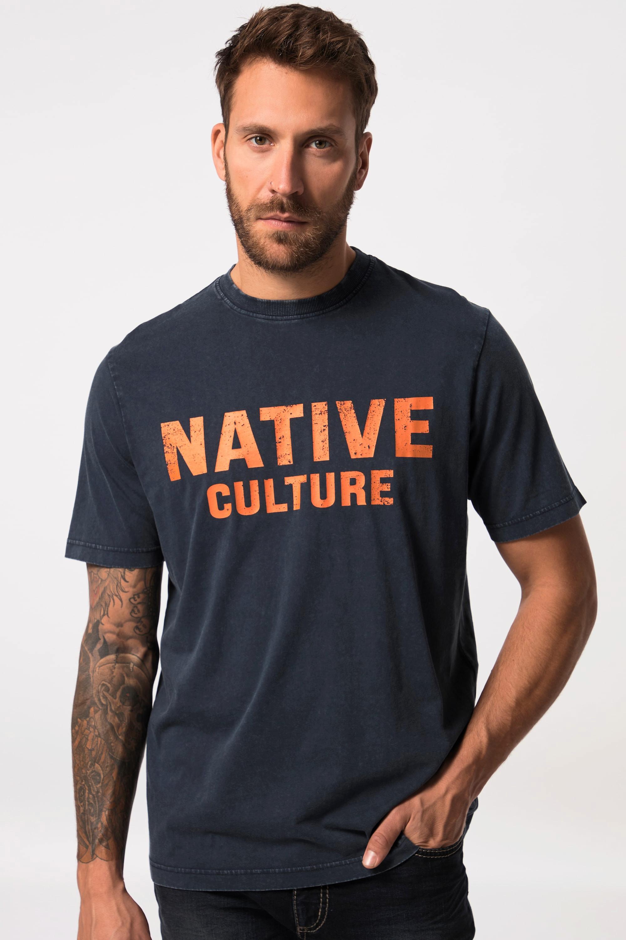 JP1880 Halbarm Vintage Look Rundhals T-Shirt mit Brust-Print  