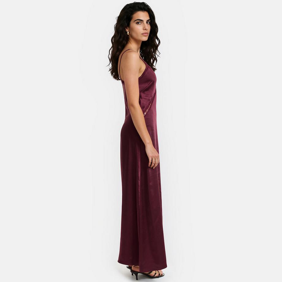 La Redoute Collections Langes Satin-Kleid mit schmalen Trägern und Spitze  
