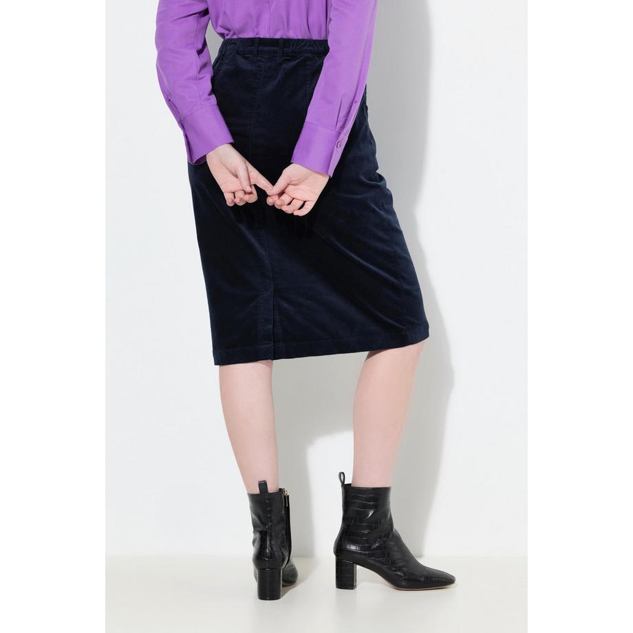 Ulla Popken Jupe en velours Mony Poches zippées Ceinture confortable  