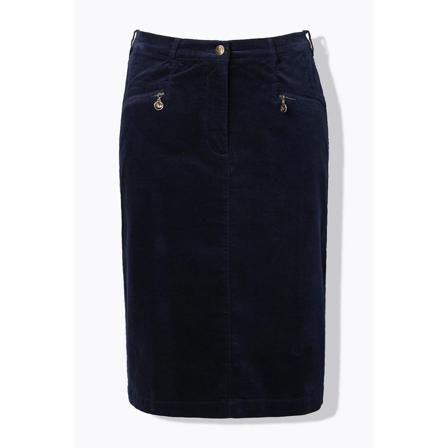 Ulla Popken Jupe en velours Mony Poches zippées Ceinture confortable  