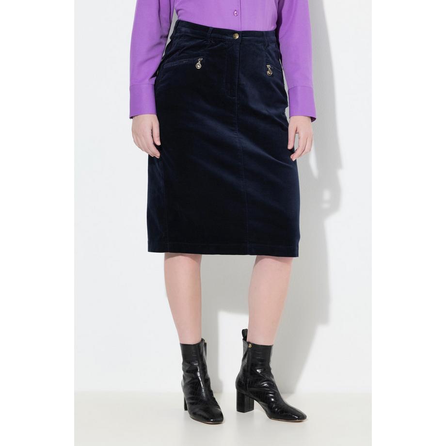 Ulla Popken Jupe en velours Mony Poches zippées Ceinture confortable  