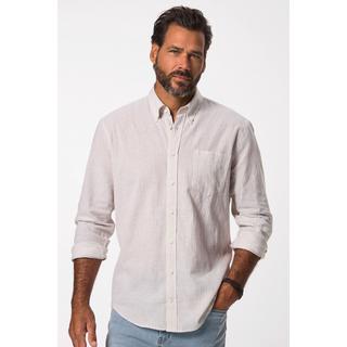 JP1880  Leinenmix-Streifenhemd, Langarm, Buttondown-Kragen, Modern Fit 