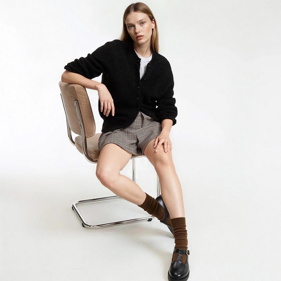 La Redoute Collections Geknöpfte Strickjacke mit Rüschenärmeln  