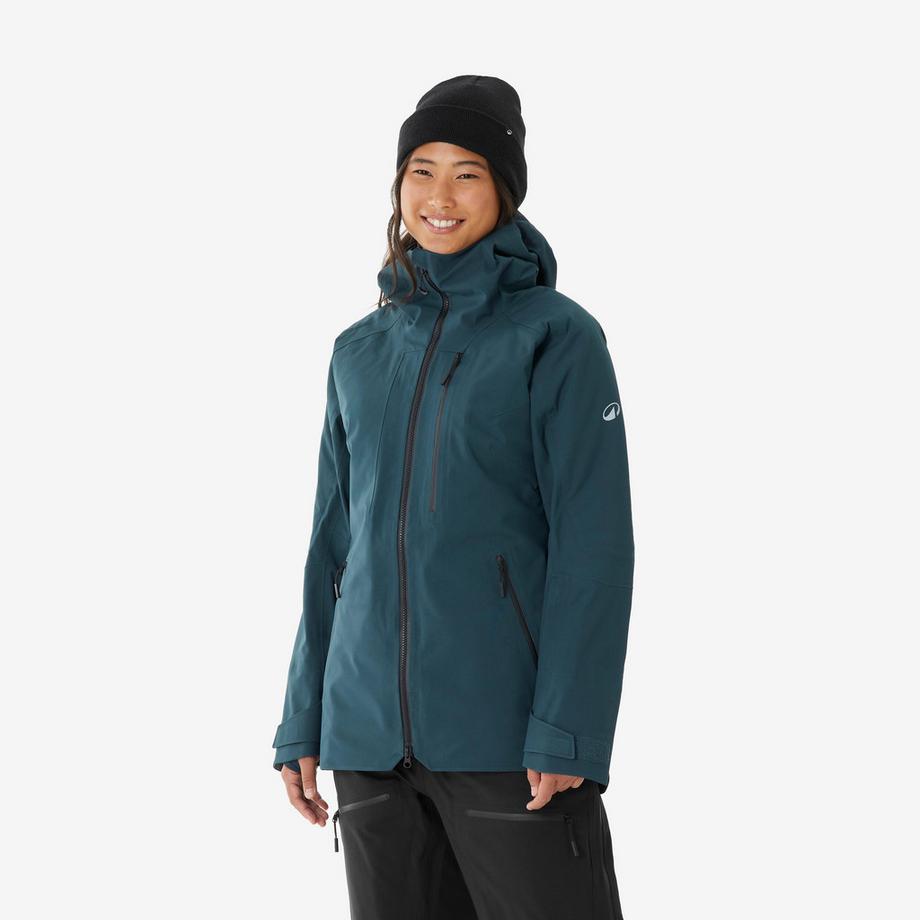 Veste de ski et snowboard chaude et respirante femme, FR 500 vert sapin