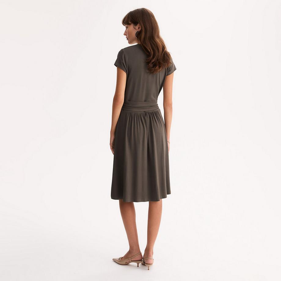 La Redoute Collections Robe Manches Courtes Col V Ceinture à Nouer  