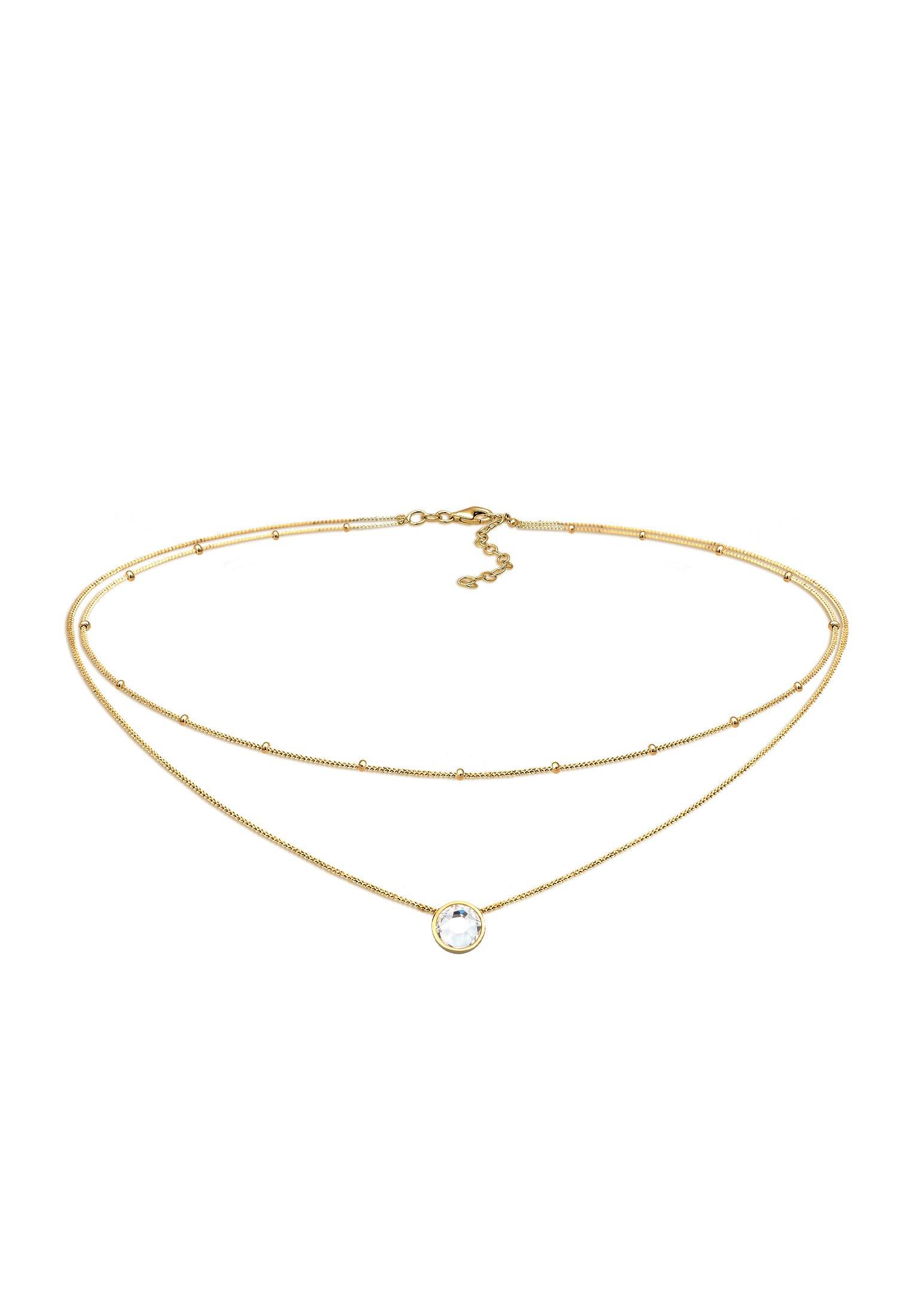 Elli  Collier Choker Layer Kristall Kugelkette 925 Silber 