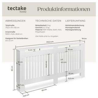 Tectake Heizkörperabdeckung Vila, im Lamellendesign, mit Ablage  