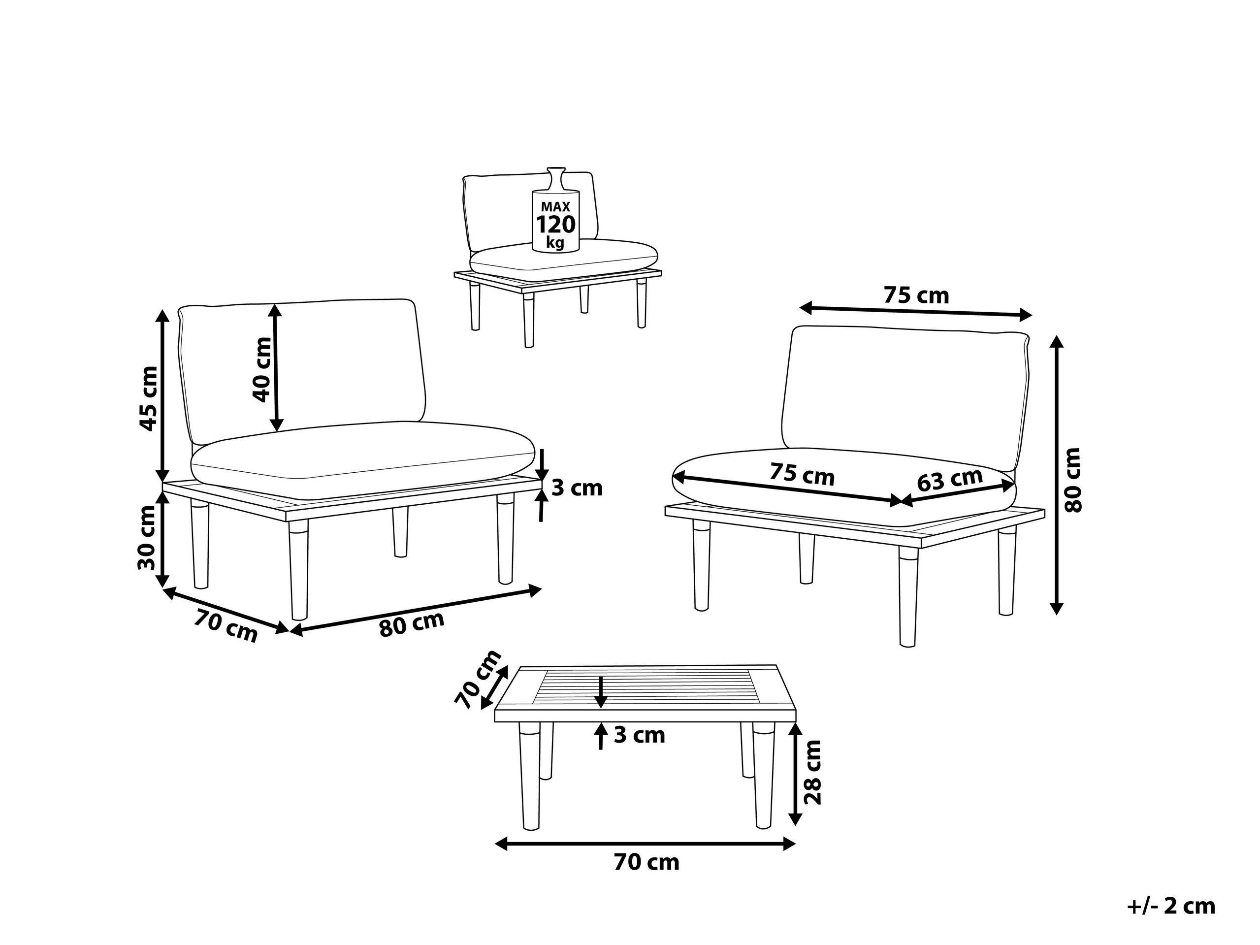 Beliani Set divani con tavolino en Legno d'acacia certificato FSC® Moderno FRASCATI  
