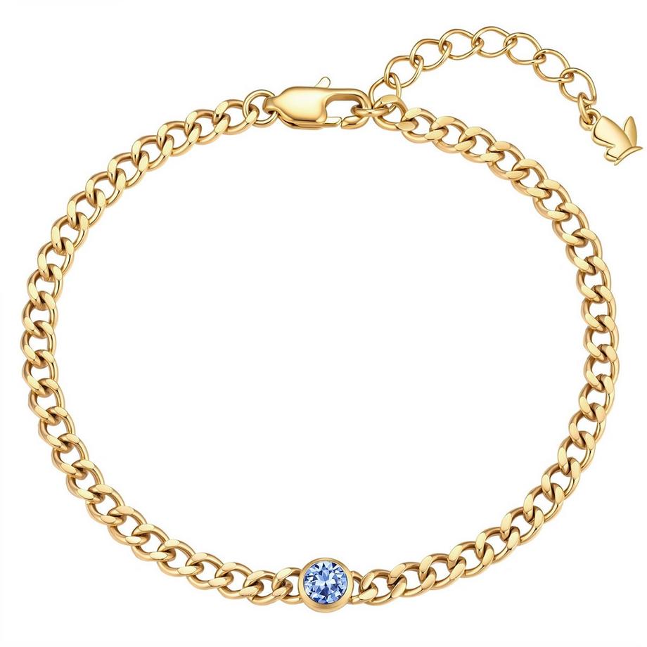 Armband Geburtsstein September Edelstahl verziert mit Kristallen von Swarovski