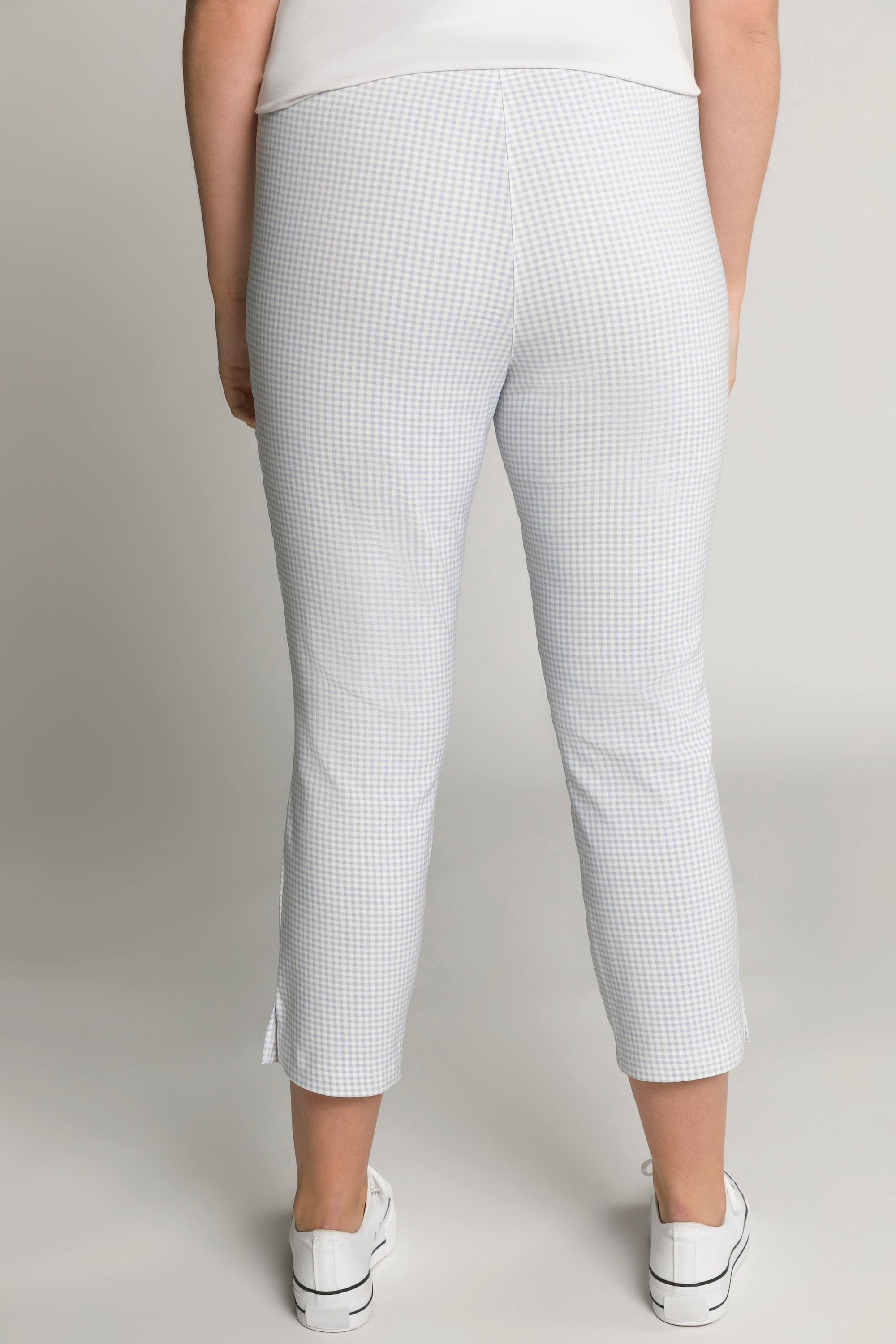 Ulla Popken  Pantalon 7/8 Sienna. Tissu bengaline hautement élastique. Imprimé à carreaux vichy. 