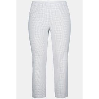 Ulla Popken  Pantalon 7/8 Sienna. Tissu bengaline hautement élastique. Imprimé à carreaux vichy. 