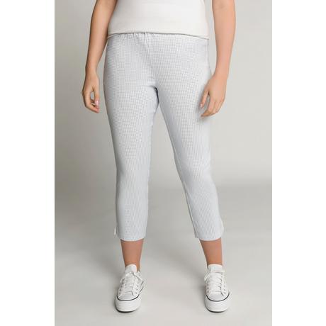 Ulla Popken  Pantalon 7/8 Sienna. Tissu bengaline hautement élastique. Imprimé à carreaux vichy. 