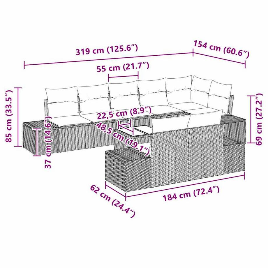 VidaXL Ensemble de jardin poly rattan  