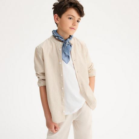 La Redoute Collections  Gestreiftes Hemd mit Mao-Kragen 