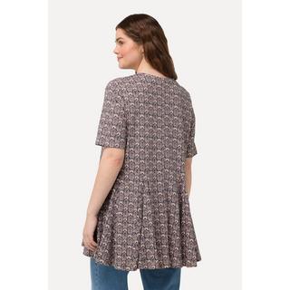 Ulla Popken  Longshirt, Godetfalten, Tunika-Ausschnitt, Halbarm 