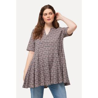 Ulla Popken  Longshirt, Godetfalten, Tunika-Ausschnitt, Halbarm 